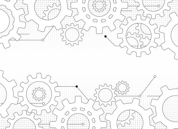 gears and cogs gears and cogs design frame industry backgrounds stock illustrations