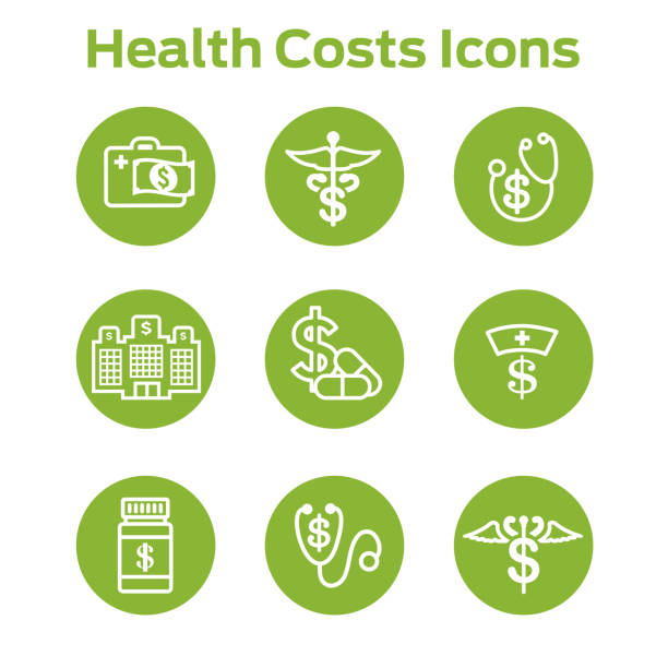 高価な医療の概念を示す医療費等 - medicated点のイラスト素材／クリップアート素材／マンガ素材／アイコン素材