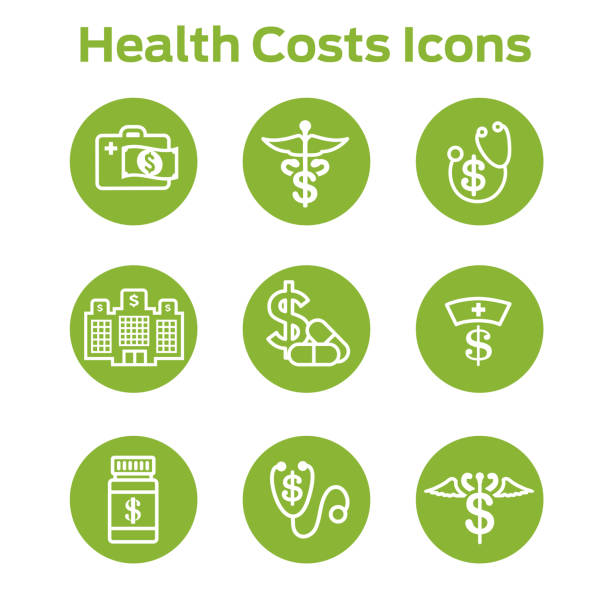 ilustrações de stock, clip art, desenhos animados e ícones de healthcare costs and expenses showing concept of expensive health care - medicated