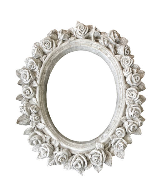 istock Frame rose old design stucco vintage isolated white background. 938360200