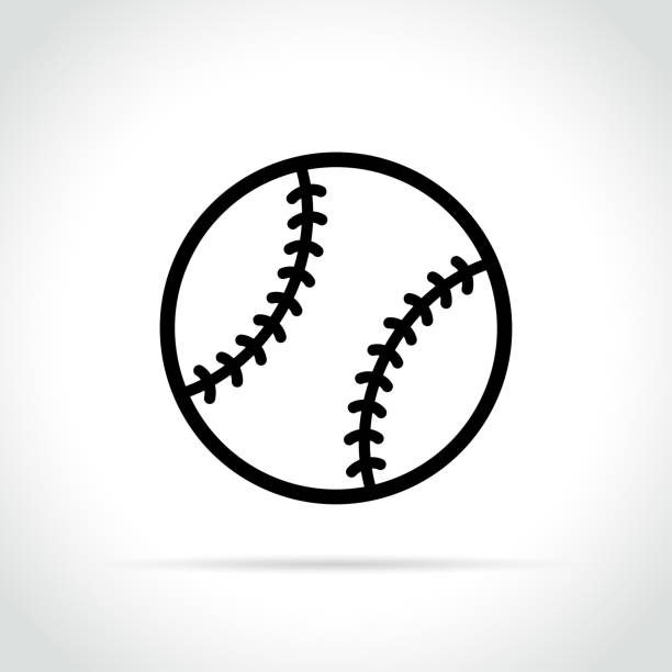 illustrazioni stock, clip art, cartoni animati e icone di tendenza di icona palla da baseball su sfondo bianco - baseballs