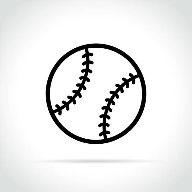 ilustrações, clipart, desenhos animados e ícones de ícone de bola de beisebol em fundo branco - softball