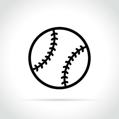 Illustration of baseball ball icon on white background