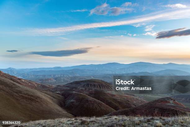 Amazing Striped Red Mountains After Sunset Stock Photo - Download Image Now - Azerbaijan, Adventure, Awe