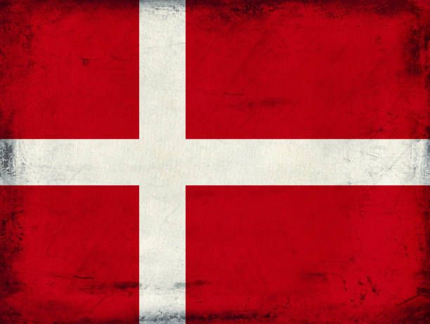 グランジのデンマークの旗の背景 ストックフォト
