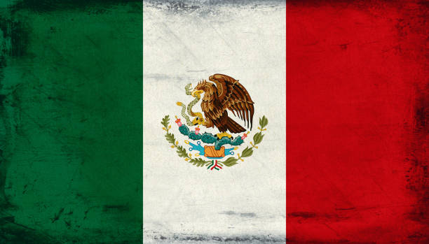 グランジ メキシコ旗の背景 ストックフォト