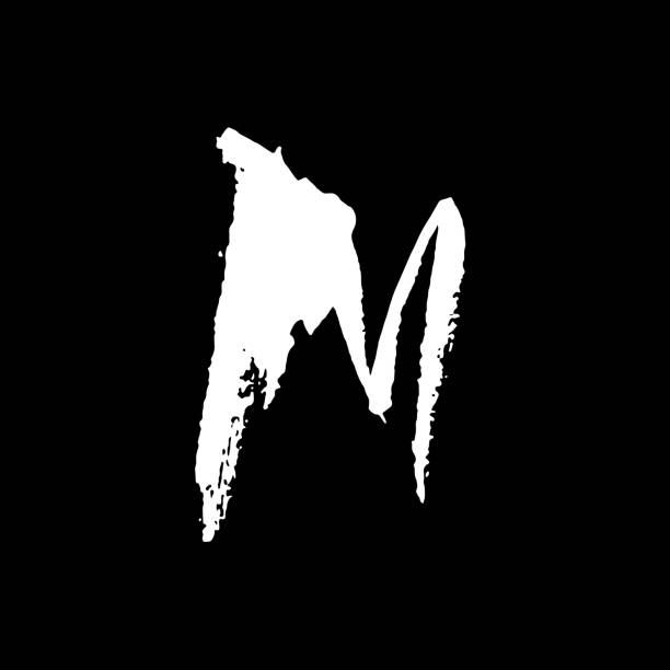 istock Letter M. Handwritten by dry brush. Rough strokes textured font. Vector illustration. Grunge style elegant alphabet. 938379014
