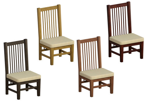 istock Set of wooden chairs isolated on white, 3d render 938380046