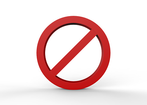 No sign on isolated white background