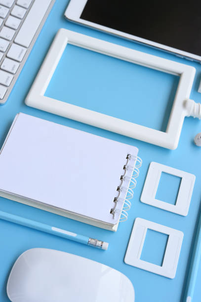 istock Top view of office desk table 938401108