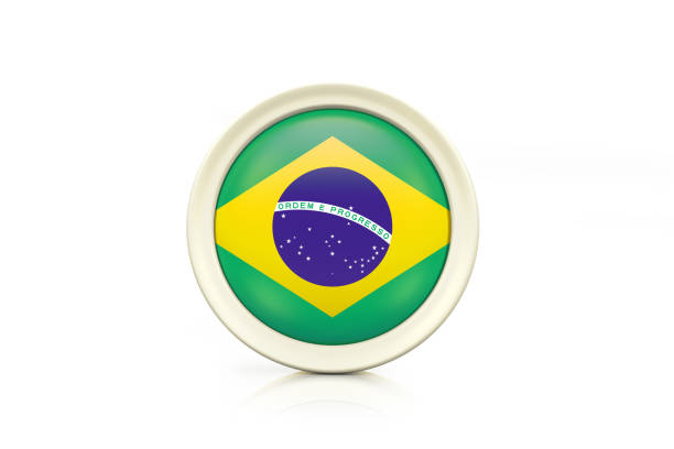 Brazil Badge On White Background with clipping path