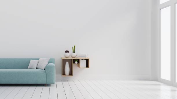 istock In the white room with blue sofa 938405116