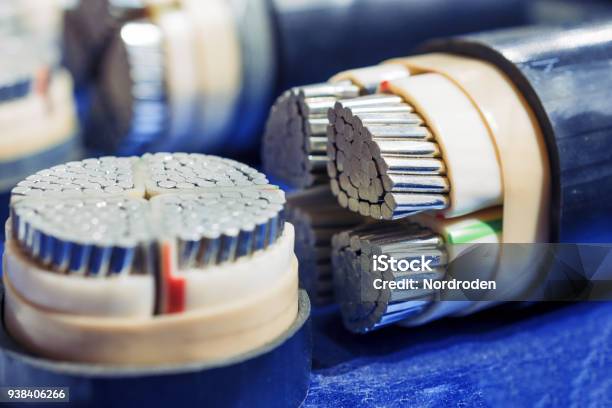 Cross Section Of Highvoltage Cable Stock Photo - Download Image Now - Cable, Steel Cable, Aluminum