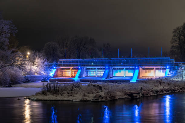 istock Illuminated water gate in Fagersta, Sweden 938409330