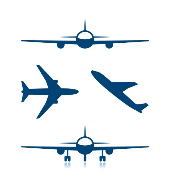 Vector illustration of Airplane icons and plane with chassis