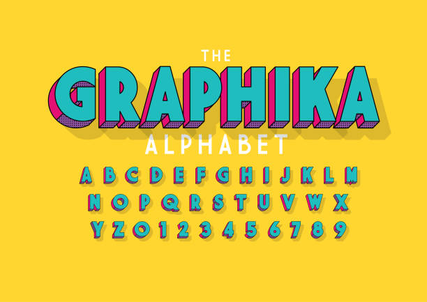대담한 알파벳 - alphabet abc set art stock illustrations