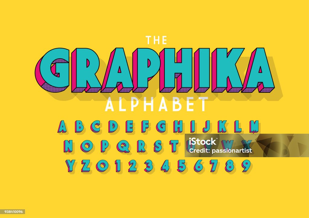 Bold alphabet Vector of stylized bold font and alphabet Typescript stock vector