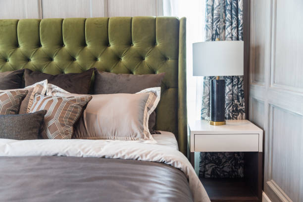 istock A white lamp side the bed in bedroom. 938410134