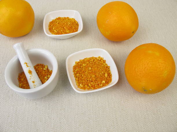 istock Peel from unwaxed orange finely milled in a mortar 938414904