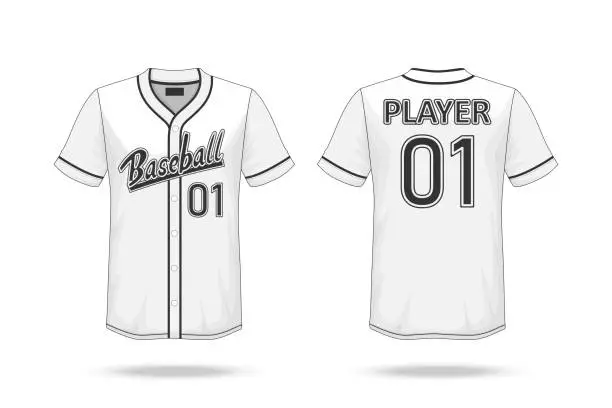 Vector illustration of Specification Baseball T Shirt Mockup  isolated on white background , A sample design elements or text number on the shirt , blank for printing , vector illustration