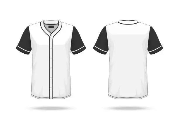 Vector illustration of Specification Baseball T Shirt Mockup  isolated on white background , Blank space on the shirt for the design and placing elements or text on the shirt , blank for printing , vector illustration