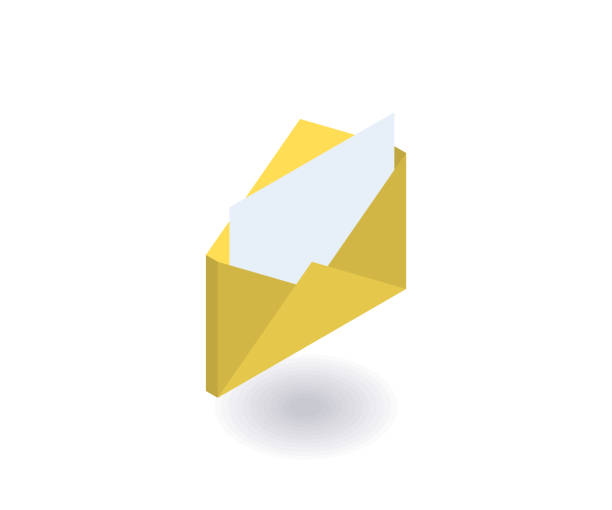 illustrazioni stock, clip art, cartoni animati e icone di tendenza di icona di posta, illustrazione vettoriale in stile 3d isometrico piatto. - envelope mail letter multi colored