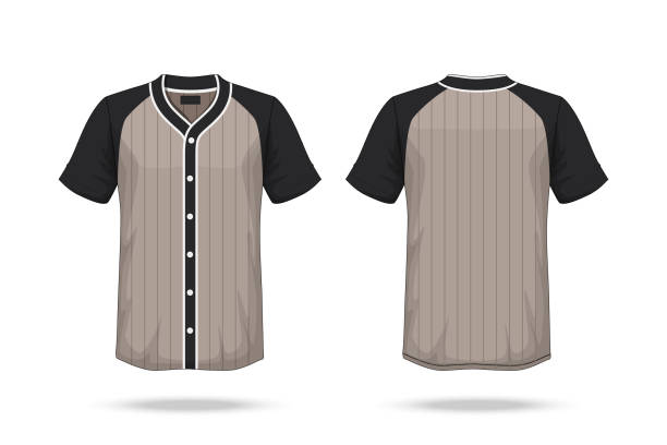 istock Specification Baseball T Shirt brown black Mockup  isolated on white background , Blank space on the shirt for the design and placing elements or text on the shirt , blank for printing , illustration 938419384
