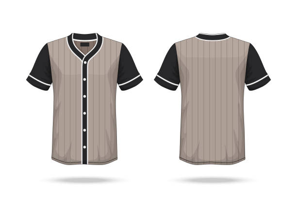 istock Specification Baseball T Shirt brown black Mockup  isolated on white background , Blank space on the shirt for the design and placing elements or text on the shirt , blank for printing , illustration 938419468