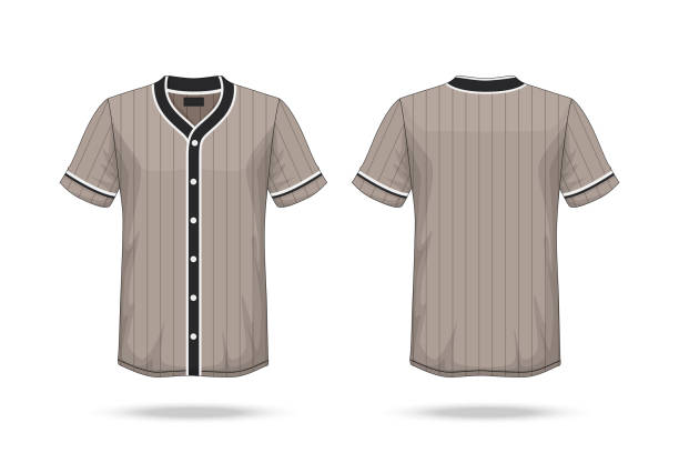 istock Specification Baseball T Shirt brown black Mockup  isolated on white background , Blank space on the shirt for the design and placing elements or text on the shirt , blank for printing , illustration 938419472