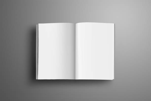 istock Universal blank opened A4, (A5) brochure with soft realistic shadows isolated on gray background. Top of view. 938422852