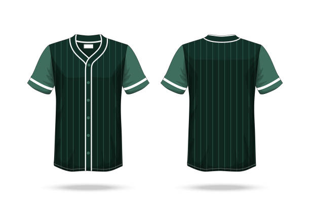 istock Specification Baseball T Shirt Dark Green Mockup isolated white background , Blank space on the shirt for the design and placing elements or text on the shirt , blank for printing , illustration 938423630