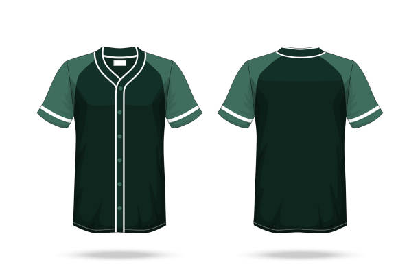istock Specification Baseball T Shirt Dark Green Mockup isolated white background , Blank space on the shirt for the design and placing elements or text on the shirt , blank for printing , illustration 938423798