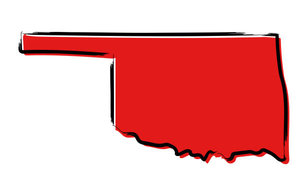 красный эскиз карты оклахомы - oklahoma map state vector stock illustrations