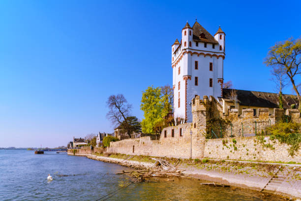Eltville, Germany - April 11,2016:\nLooking at castle Eltville near river Rhein at the famous wine growing area Rheingau, Germany.