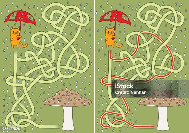 Little Cat Maze Stock Illustration - Download Image Now - Maze, Broken, Cartoon