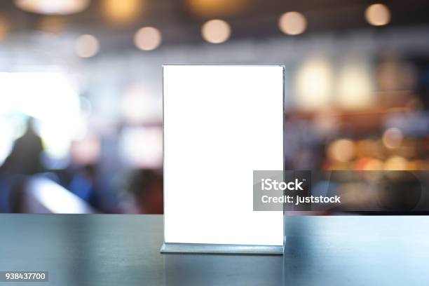 Stand Mock Up Menu Frame Tent Card Blurred Background Design Key Visual Layout Online Advertising Stock Photo - Download Image Now