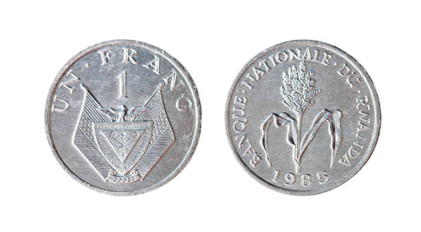 istock 1 franc 1985 France. Isolated object on a white background 938437706