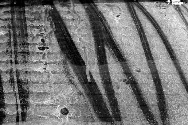 istock Dirty car rear window in black and white. 938438820