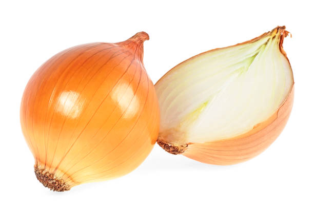istock Fresh bulbs of onion on a white background 938439090