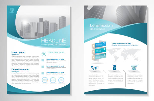 벡터 브로셔 전단지 디자인 레이아웃 템플릿 - the media information medium marketing commercial sign stock illustrations