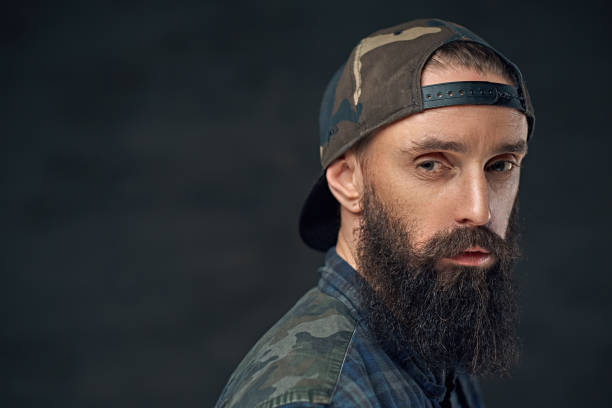 istock Bearded male in military cap. 938440116