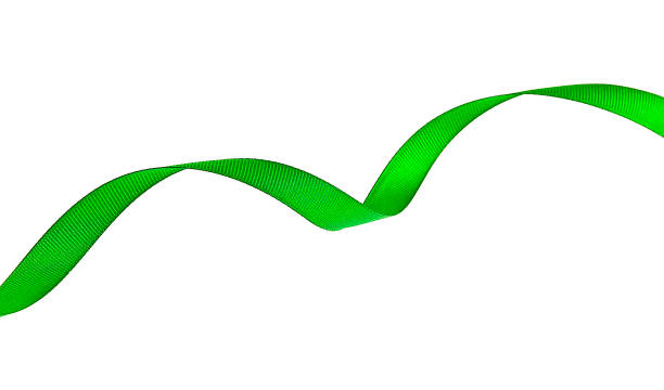 istock Green ribbon border isolated on white background 938441456