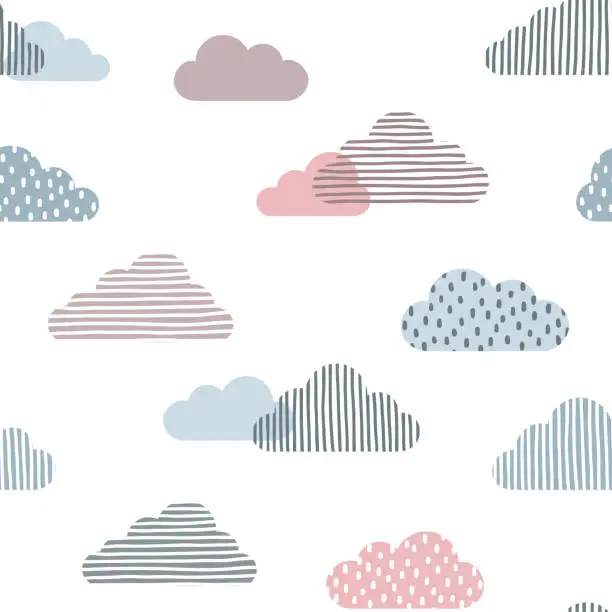 Vector illustration of Cute clouds seamless background