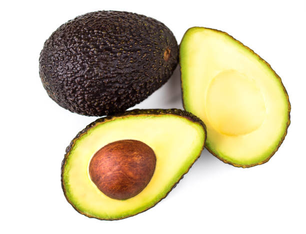 istock Avocado isolated on white background. Two Avocadoes close up, top view 938449700