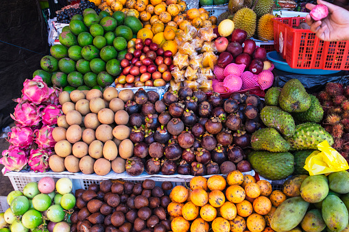display tropical fruits in the market