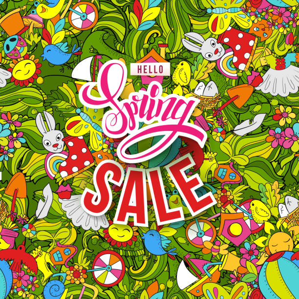 Spring sale pattern vector art illustration