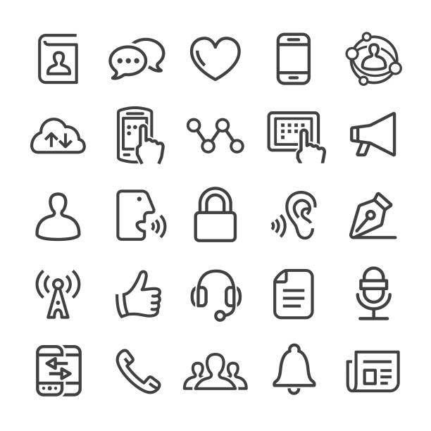 Communication Icons - Smart Line Series Communication, the media, technology, social gathering social listening stock illustrations