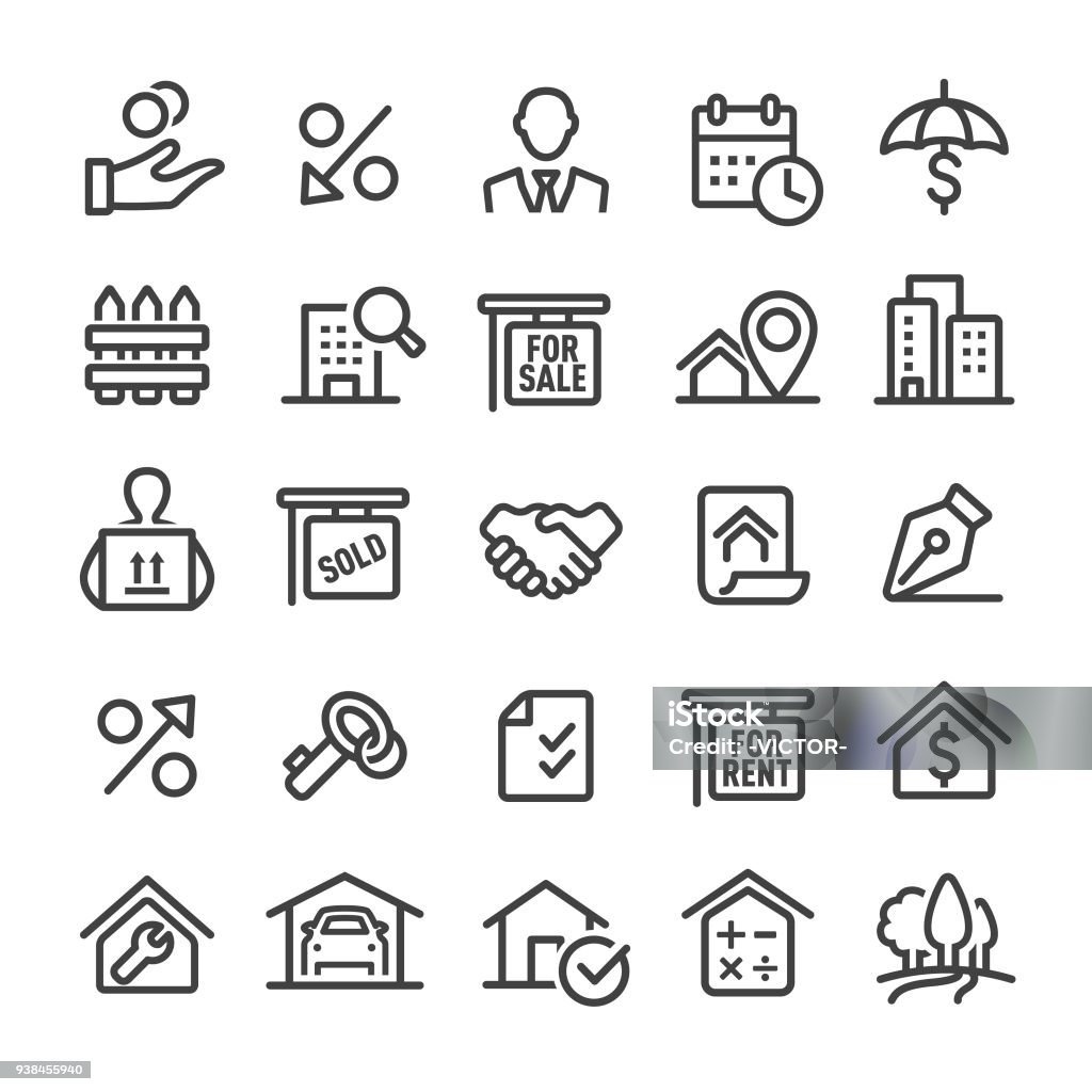 Real Estate Icons - Smart Line Series Real Estate, house, home ownership House stock vector