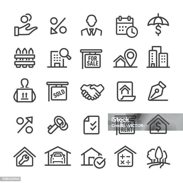 Real Estate Icons Smart Line Series Stock Illustration - Download Image Now - House, Landlord, Real Estate Office