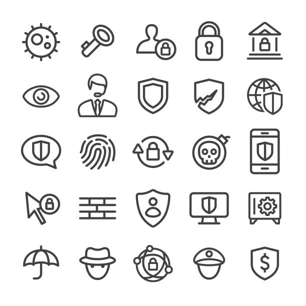 иконки безопасности - серия смарт-линий - shield security security system symbol stock illustrations